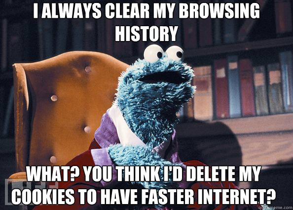 I always clear my browsing history What? you think i'd delete my cookies to have faster internet? - I always clear my browsing history What? you think i'd delete my cookies to have faster internet?  Cookie Monster