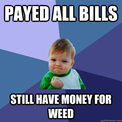 payed all bills still have money for weed  Success Kid