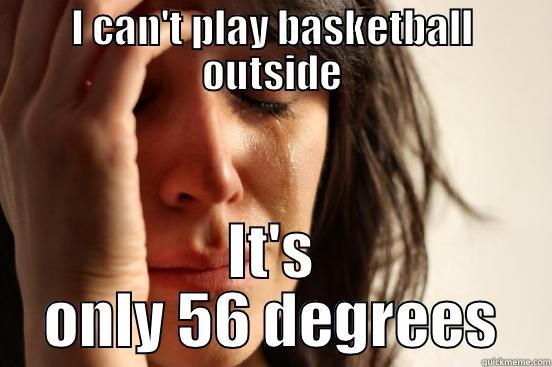 Too cold for basketball - I CAN'T PLAY BASKETBALL OUTSIDE IT'S ONLY 56 DEGREES First World Problems