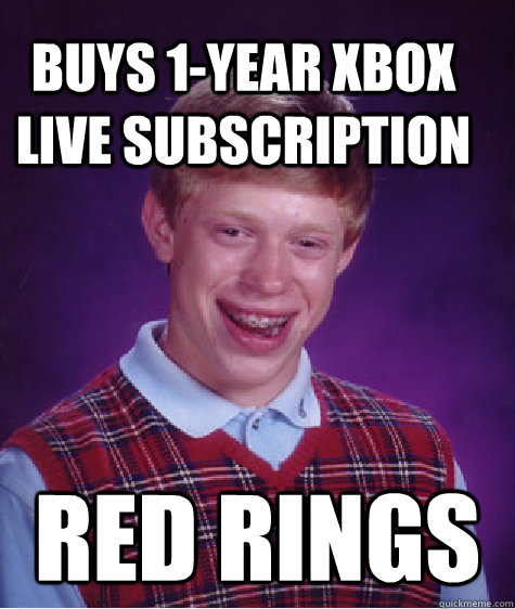 Buys 1-year xbox live subscription Red rings  Bad Luck Brain