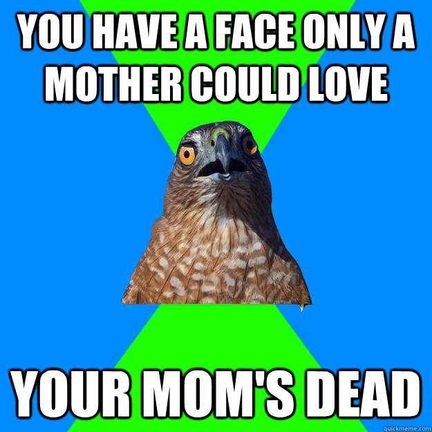 You have a face only a mother could love Your mom's dead  Hawkward