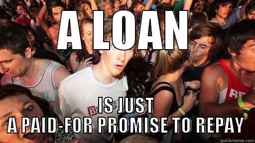 A LOAN IS JUST A PAID-FOR PROMISE TO REPAY Sudden Clarity Clarence