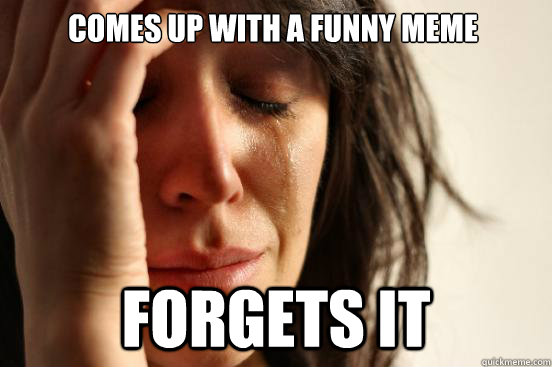 Comes Up With a funny Meme  Forgets it   First World Problems
