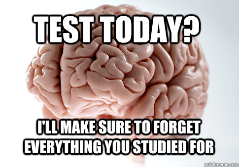 Test today? I'll make sure to forget everything you studied for   Scumbag Brain