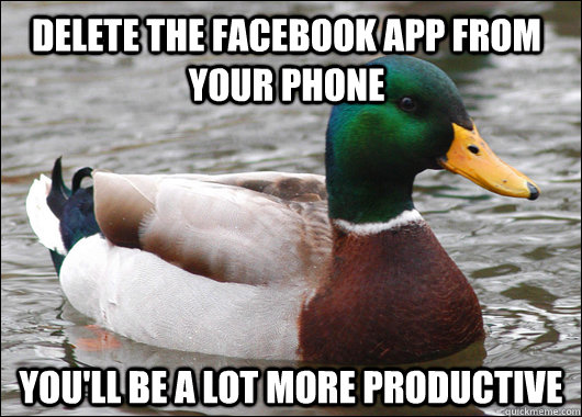 Delete the Facebook App from your phone You'll be a lot more productive  Actual Advice Mallard