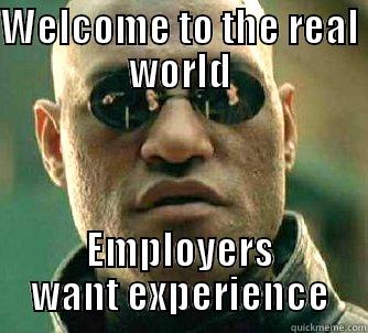 WELCOME TO THE REAL WORLD EMPLOYERS WANT EXPERIENCE Matrix Morpheus