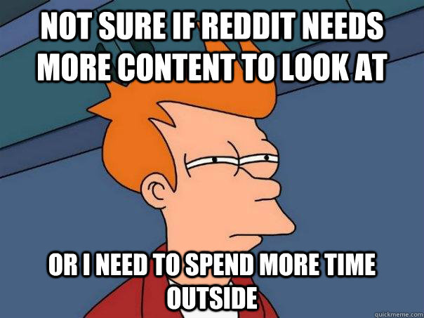 Not sure if reddit needs more content to look at  or i need to spend more time outside  Futurama Fry