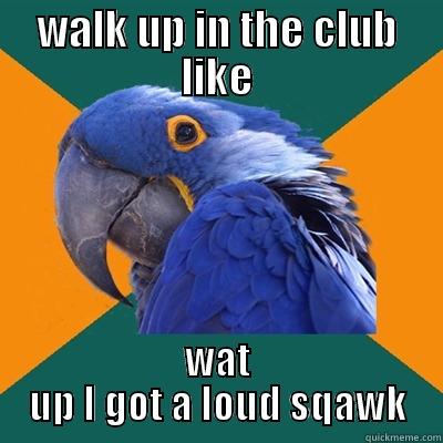 WALK UP IN THE CLUB LIKE WAT UP I GOT A LOUD SQAWK Paranoid Parrot