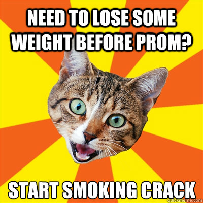 need to lose some weight before prom? Start smoking crack  Bad Advice Cat