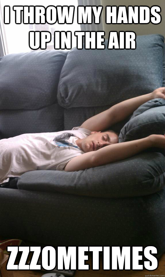 I throw my hands up in the air zzzometimes - I throw my hands up in the air zzzometimes  Party Sleeping Paul