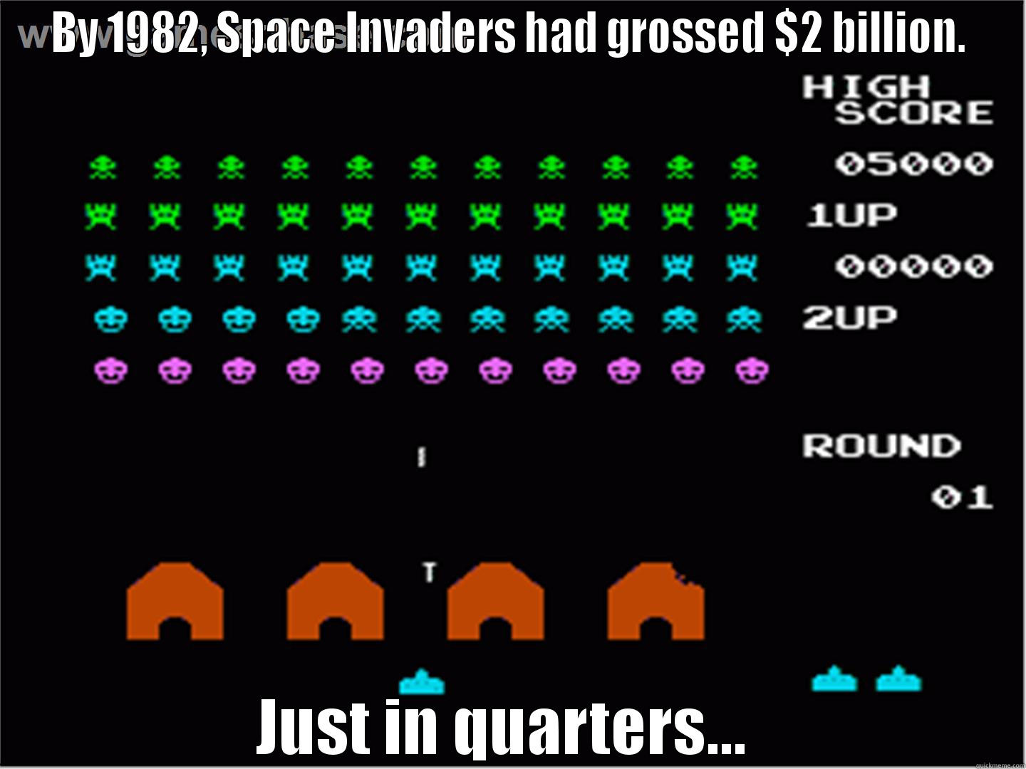 BY 1982, SPACE INVADERS HAD GROSSED $2 BILLION. JUST IN QUARTERS…  Misc