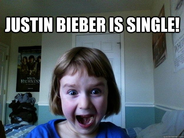 justin bieber is single! - justin bieber is single!  Excited little girl