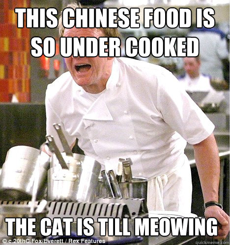 THIS CHINESE FOOD IS SO UNDER COOKED THE cat is till meowing  gordon ramsay