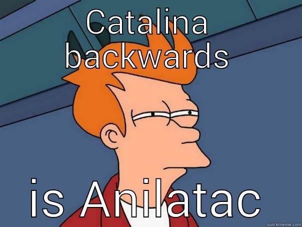 CATALINA BACKWARDS IS ANILATAC Futurama Fry