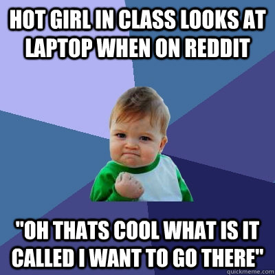 hot girl in class looks at laptop when on reddit 