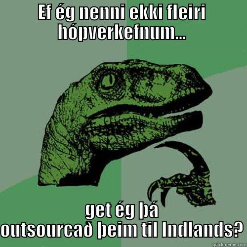 EF ÉG NENNI EKKI FLEIRI HÓPVERKEFNUM... GET ÉG ÞÁ OUTSOURCAÐ ÞEIM TIL INDLANDS? Philosoraptor