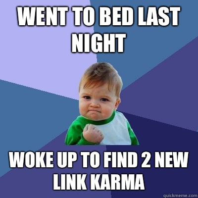 Went to bed last night Woke up to find 2 new link karma  Success Kid