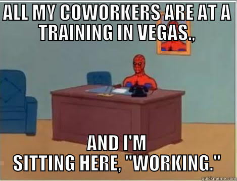 ALL MY COWORKERS ARE AT A TRAINING IN VEGAS., AND I'M SITTING HERE, 