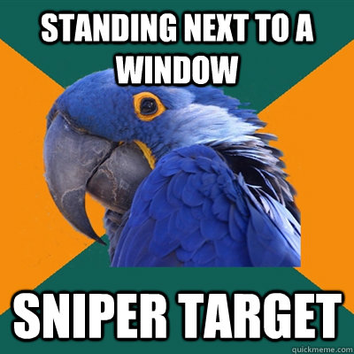 Standing next to a window Sniper Target  Paranoid Parrot