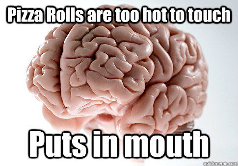 Pizza Rolls are too hot to touch Puts in mouth  Scumbag Brain
