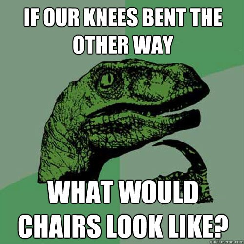 If Our knees bent the other way What would chairs look like? - If Our knees bent the other way What would chairs look like?  Philosoraptor