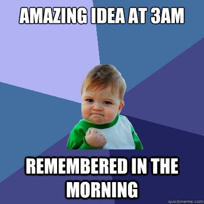 Amazing idea at 3am remembered in the morning  Success Kid
