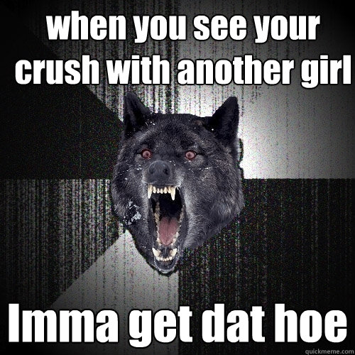 when you see your crush with another girl Imma get dat hoe  Insanity Wolf