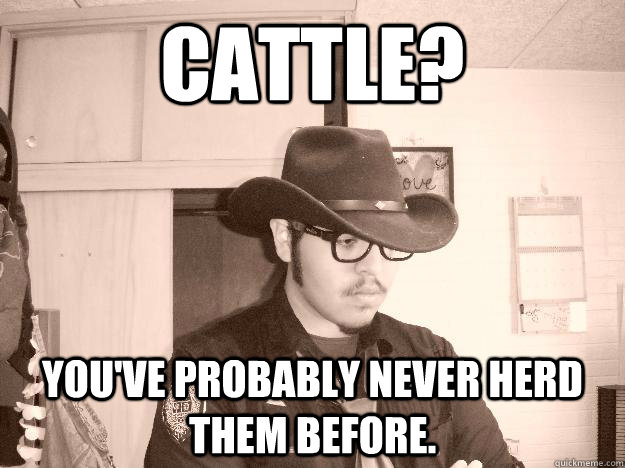 Cattle? You've probably never herd them before. - Cattle? You've probably never herd them before.  Hipster Cowboy
