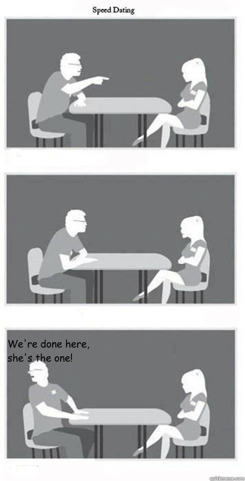   We're done here, she's the one! -   We're done here, she's the one!  Speed Dating