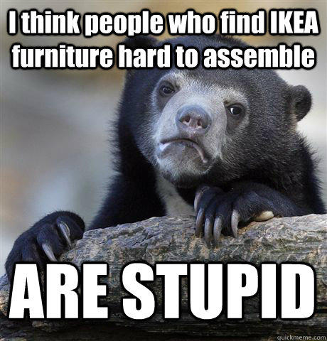 I think people who find IKEA furniture hard to assemble ARE STUPID  Confession Bear