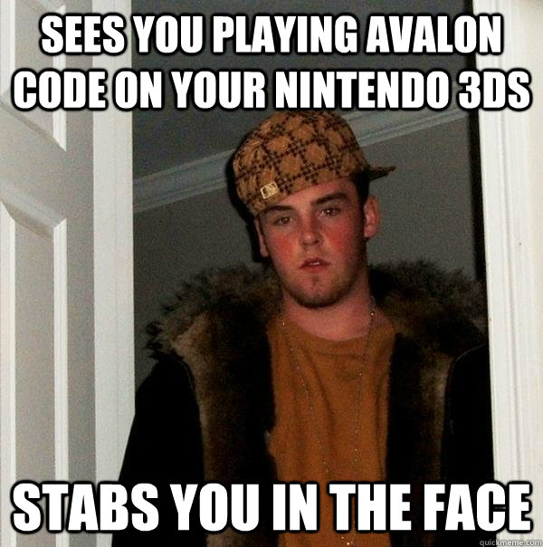 Sees you playing Avalon Code on your Nintendo 3DS Stabs you in the face  Scumbag Steve