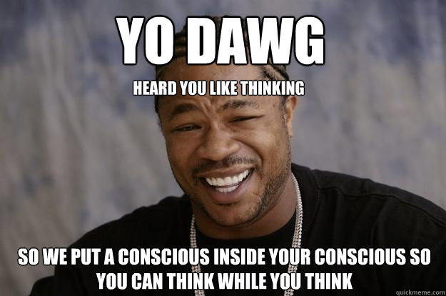 Yo Dawg heard you like thinking so we put a conscious inside your conscious so you can think while you think  Xzibit meme