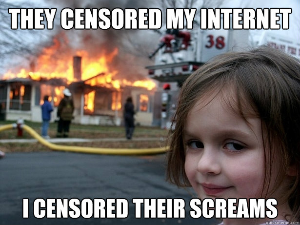 They censored my internet i censored their screams  Disaster Girl