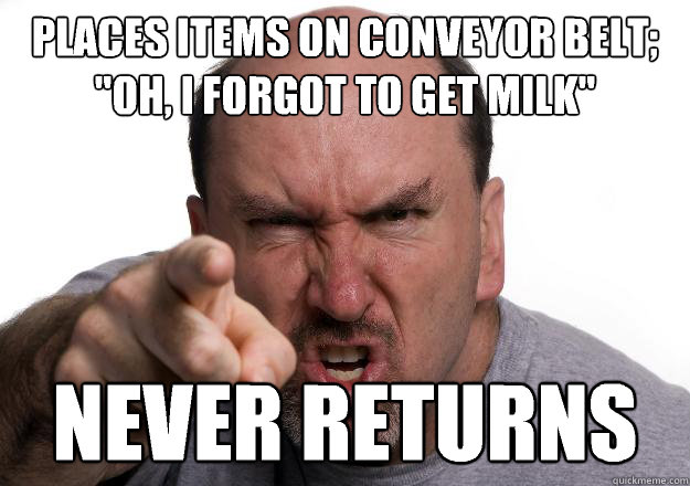 Places items on conveyor belt; 