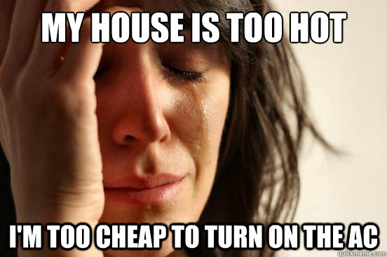 My House is too hot I'm too cheap to turn on the AC  First World Problems