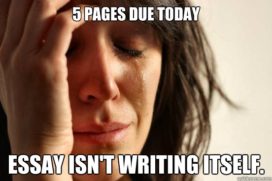 5 Pages due today essay isn't writing itself.   First World Problems