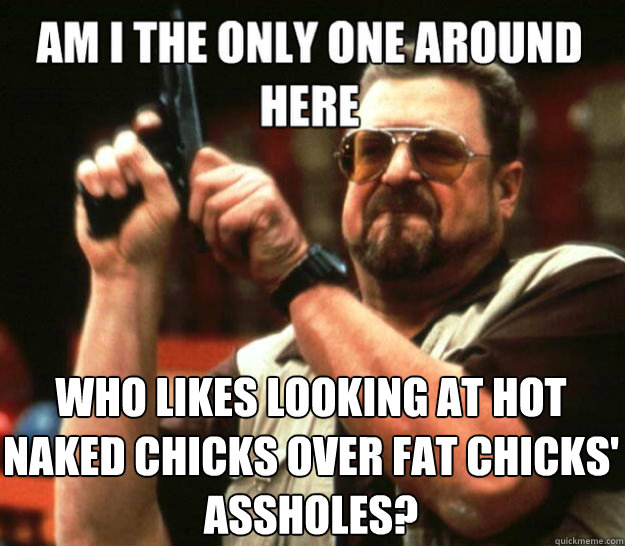 Am I the only one around here Who likes looking at hot naked chicks over fat chicks' assholes? - Am I the only one around here Who likes looking at hot naked chicks over fat chicks' assholes?  Misc