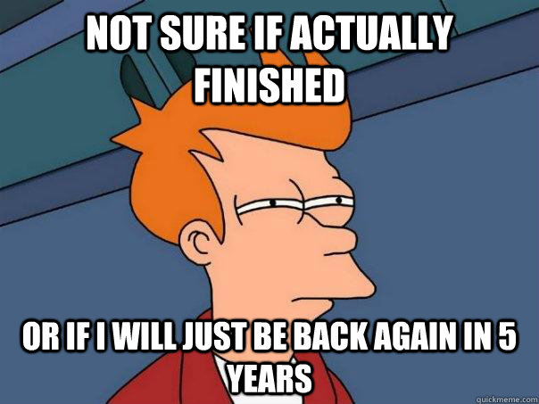 not sure if actually finished Or if i will just be back again in 5 years  Futurama Fry
