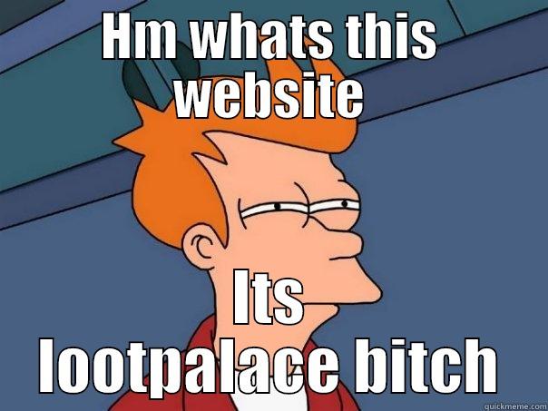 HM WHATS THIS WEBSITE ITS LOOTPALACE BITCH Futurama Fry
