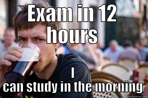 EXAM IN 12 HOURS I CAN STUDY IN THE MORNING Lazy College Senior