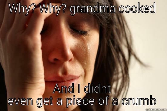 WHY? WHY? GRANDMA COOKED AND I DIDNT EVEN GET A PIECE OF A CRUMB First World Problems