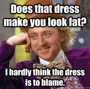 Does that dress make you look fat? I hardly think the dress is to blame.  Condescending Wonka