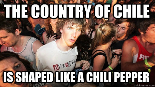 The country of chile is shaped like a chili pepper  Sudden Clarity Clarence