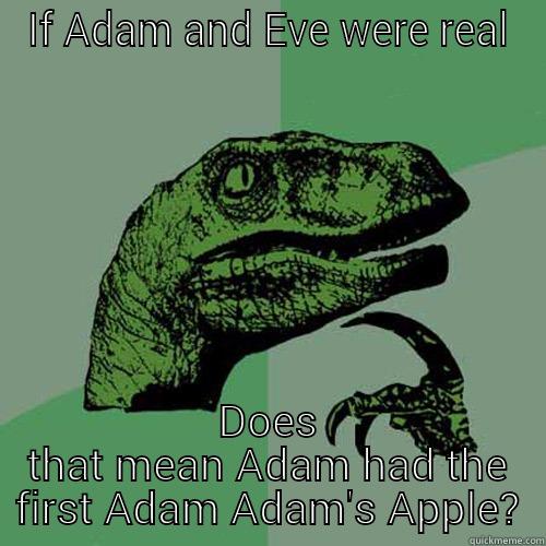 IF ADAM AND EVE WERE REAL DOES THAT MEAN ADAM HAD THE FIRST ADAM ADAM'S APPLE? Philosoraptor