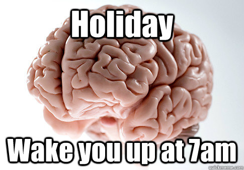 Holiday Wake you up at 7am  Scumbag Brain