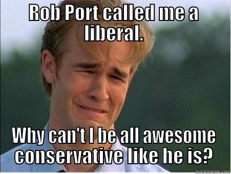 ROB PORT CALLED ME A LIBERAL. WHY CAN'T I BE ALL AWESOME CONSERVATIVE LIKE HE IS? 1990s Problems