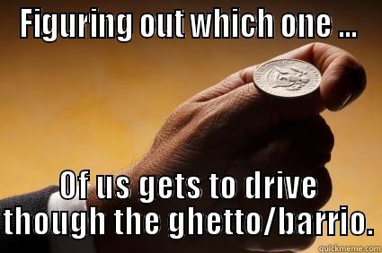 FIGURING OUT WHICH ONE ... OF US GETS TO DRIVE THOUGH THE GHETTO/BARRIO. Misc