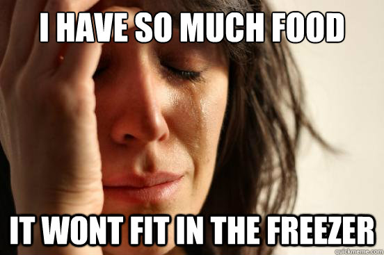 I have so much food  it wont fit in the freezer  First World Problems