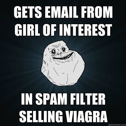 gets email from girl of interest in spam filter selling Viagra  Forever Alone