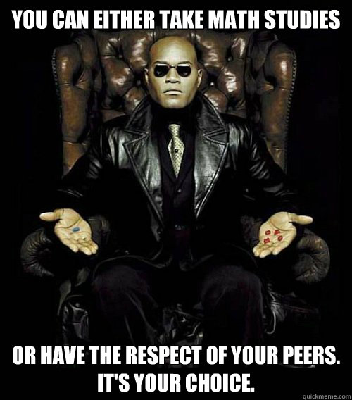 you can either take math studies or have the respect of your peers.
It's your choice.  Morpheus